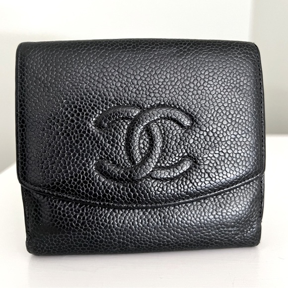 CHANEL Handbags - Authentic CHANEL Caviar Black Leather Wallet